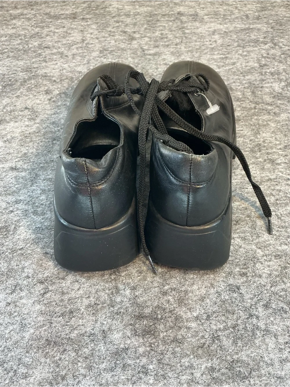 Kenneth Cole Vintage 90s Chunky Reaction Men's Black Leather Lace-Up Oxfords